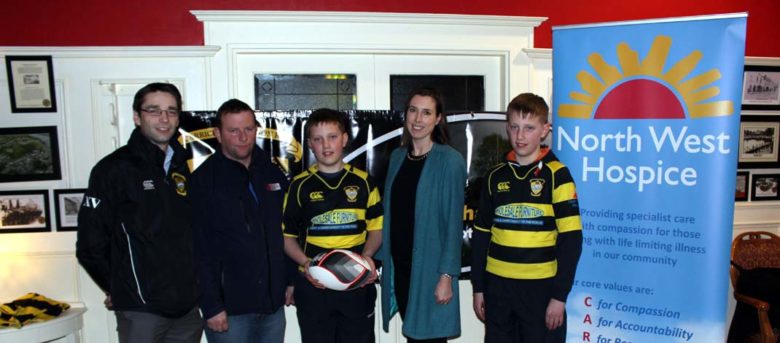 Pictures at the presentation of Jerseys sponsored by Wholesale Furniture are K. Coffey (Club President) Stephen King (Wholesale Furniture), Ruairi King, Aishling O' Boyle (NWH) and Brian King