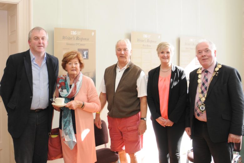 Councillor John Cummins, Ursula and Barry Feeley, Gillian Hoare (Roscommon County Council) and Paddy Kilduff (Cathaoirleach) pictured at the exhibition in King House. Picture Credit: Glynns Photography, Castlerea